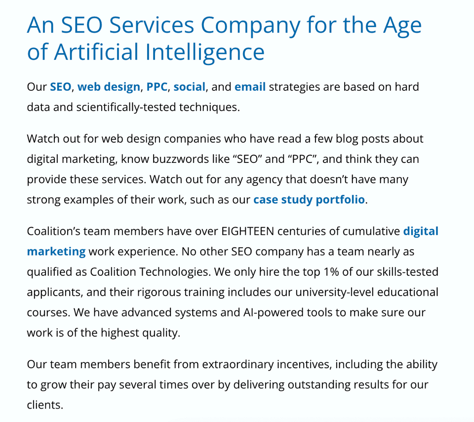 Using internal link building on the CT website, we increase organic traffic