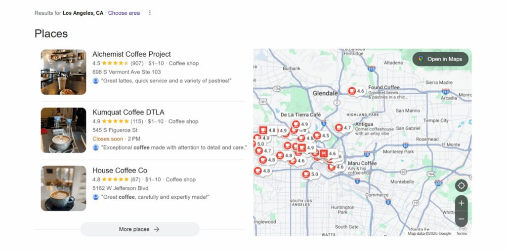 list of Los Angeles coffee places