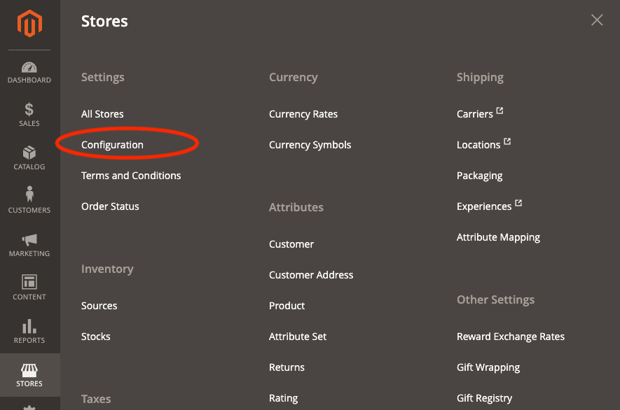 Magento shipping store settings configuration