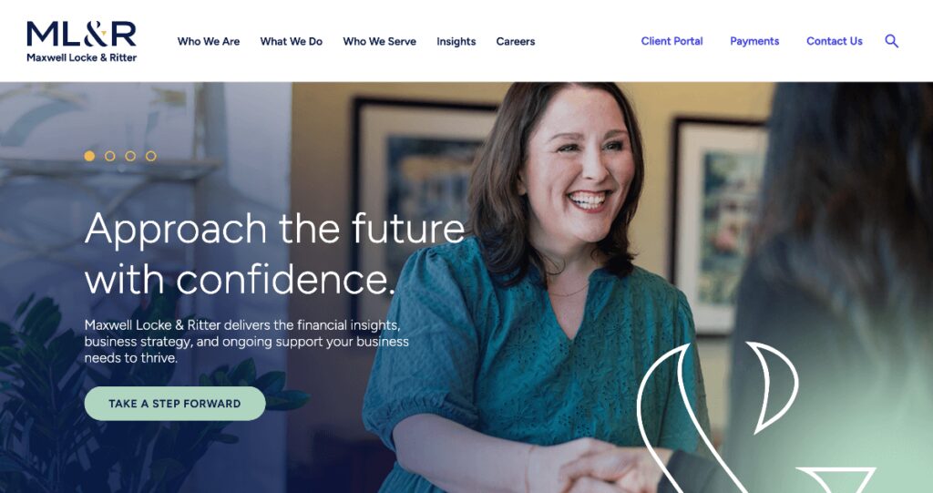 screenshot of Maxwell Locke & Ritter homepage