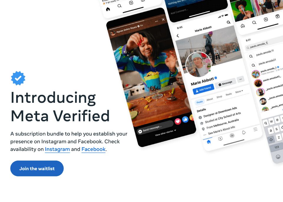 Meta Verified homepage banner