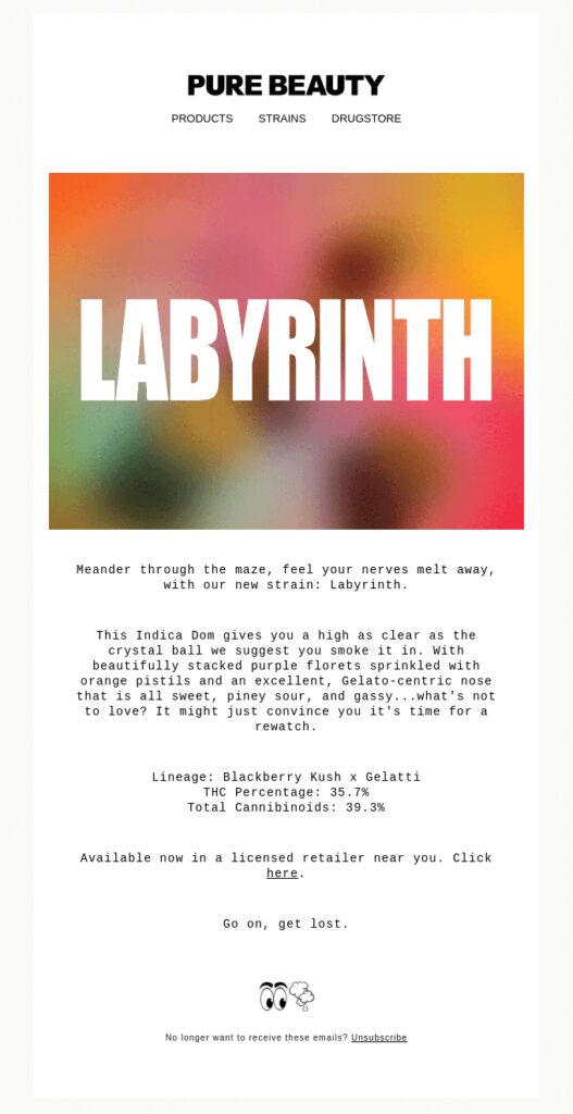 A minimalist email design by Pure Beauty