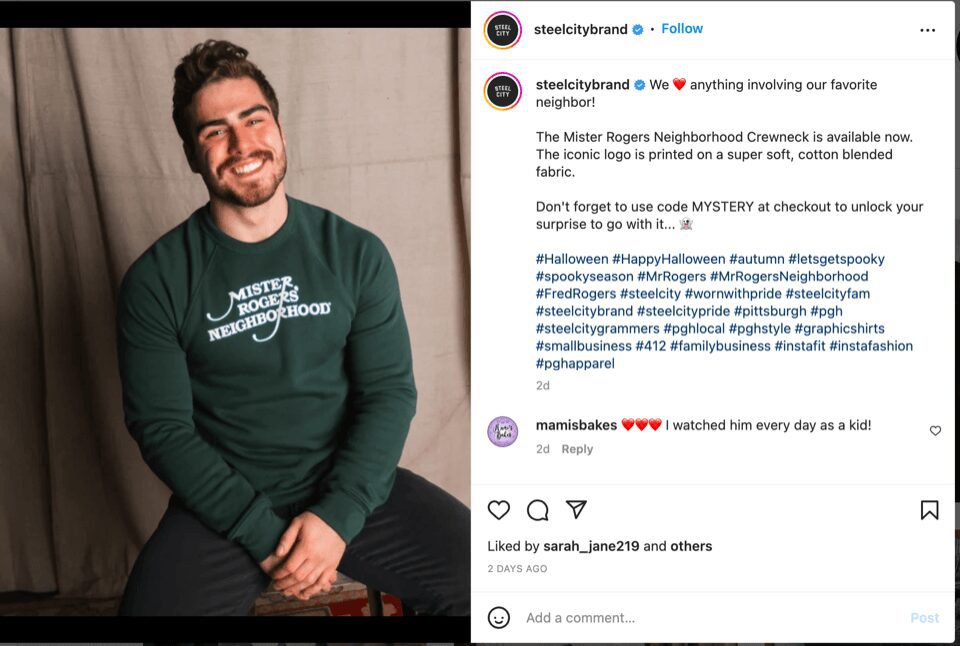 Man wearing Mr. Roger’s Neighborhood shirt