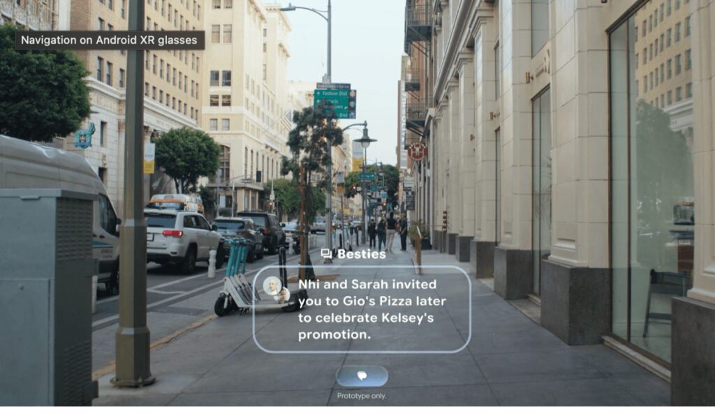 Navigation tips on Android XR glasses