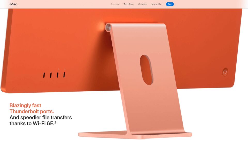 a page showing a red iMac’s ports
