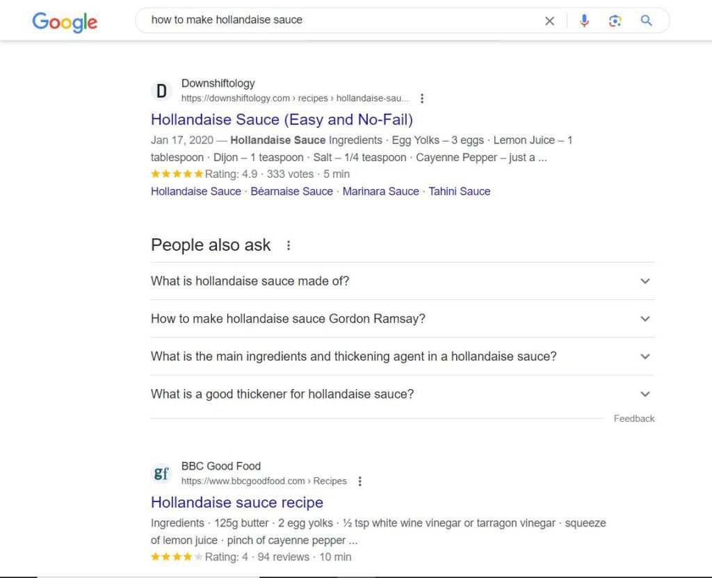People also ask section for a search query