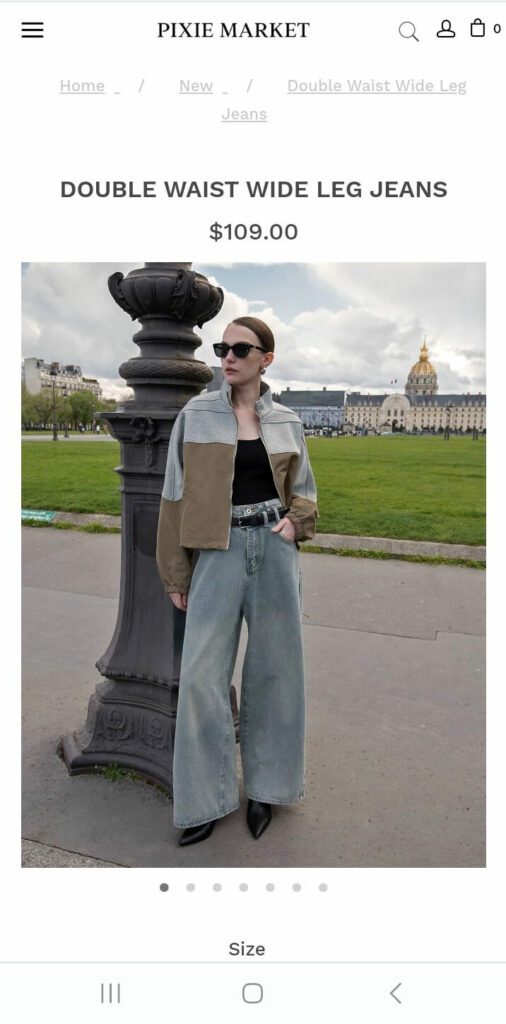 Pixie Market Shopify store photos optimized for mobile