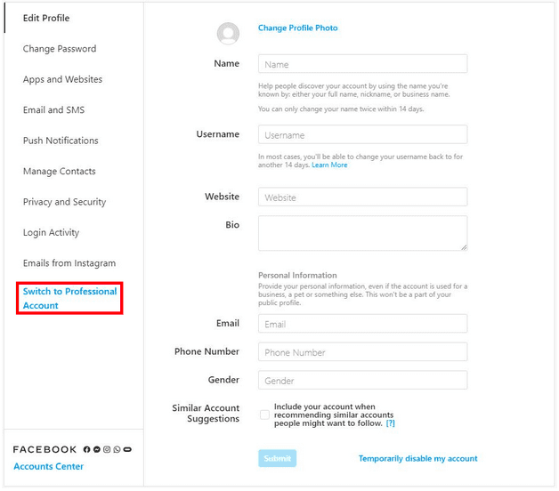 How to switch to a professional Instagram account