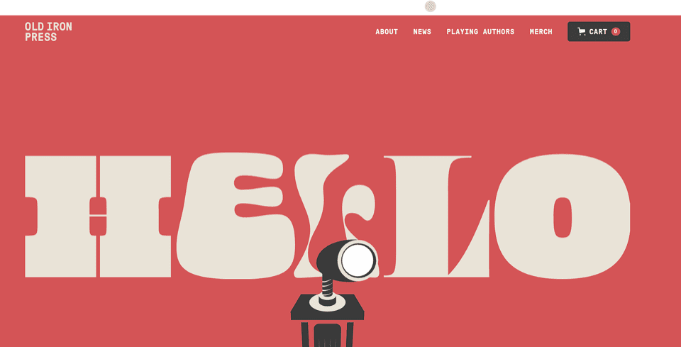 Retro branding on the website of Old Iron Press