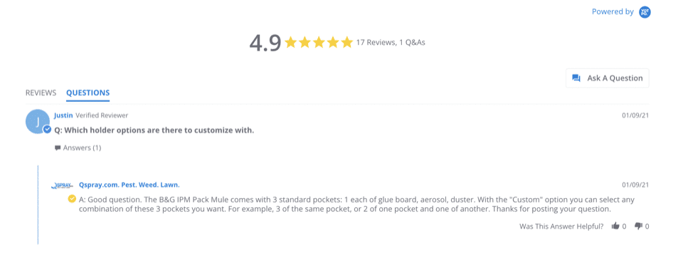 Screenshot of user-generated questions and answers