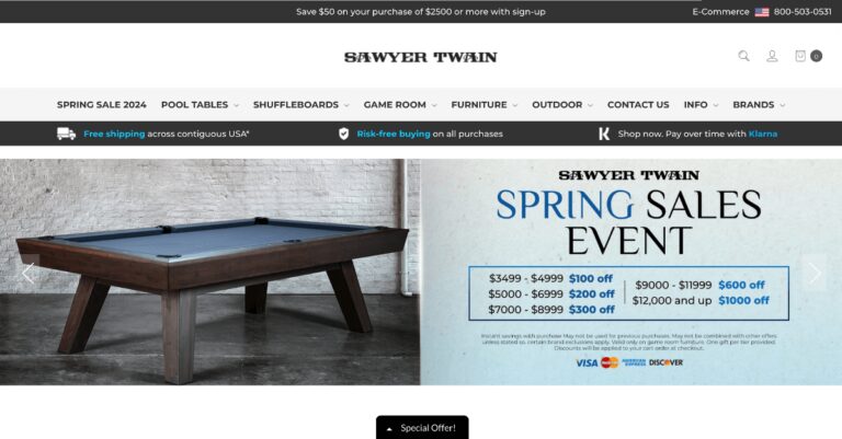 Sawyer Twain homepage screenshot
