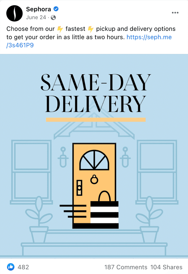 Sephora social media ad on facebook