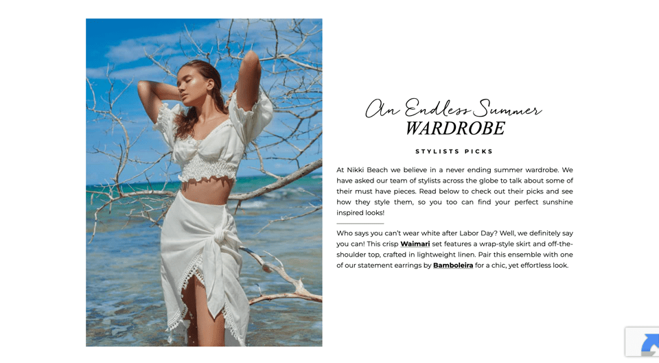 Screenshot of Shop Nikki Beach’s landing page