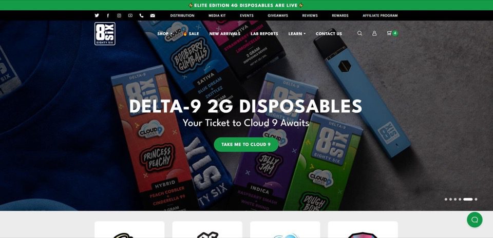 The home page for Eighty Six (built on WooCommerce)
