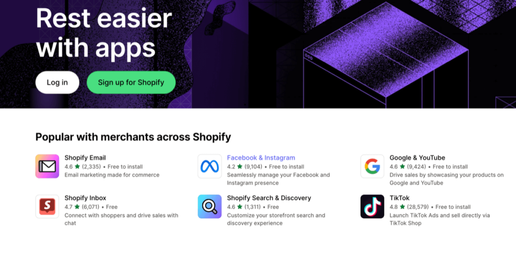 Shopify app store