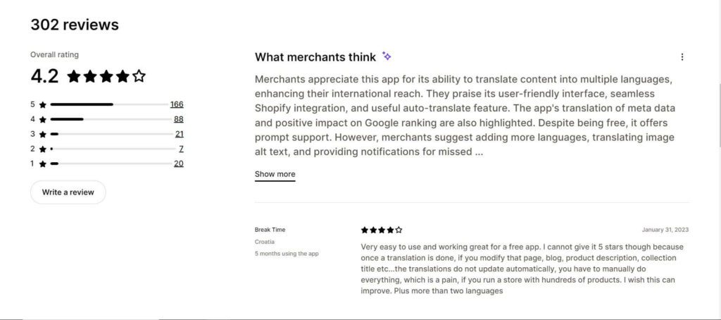 Shopify Review Summaries sample
