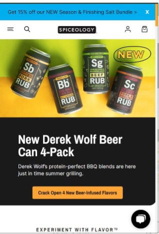 Screenshot of Spiceology mobile-optimized website