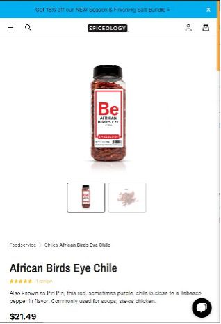 Screenshot of Spiceology mobile-optimized website