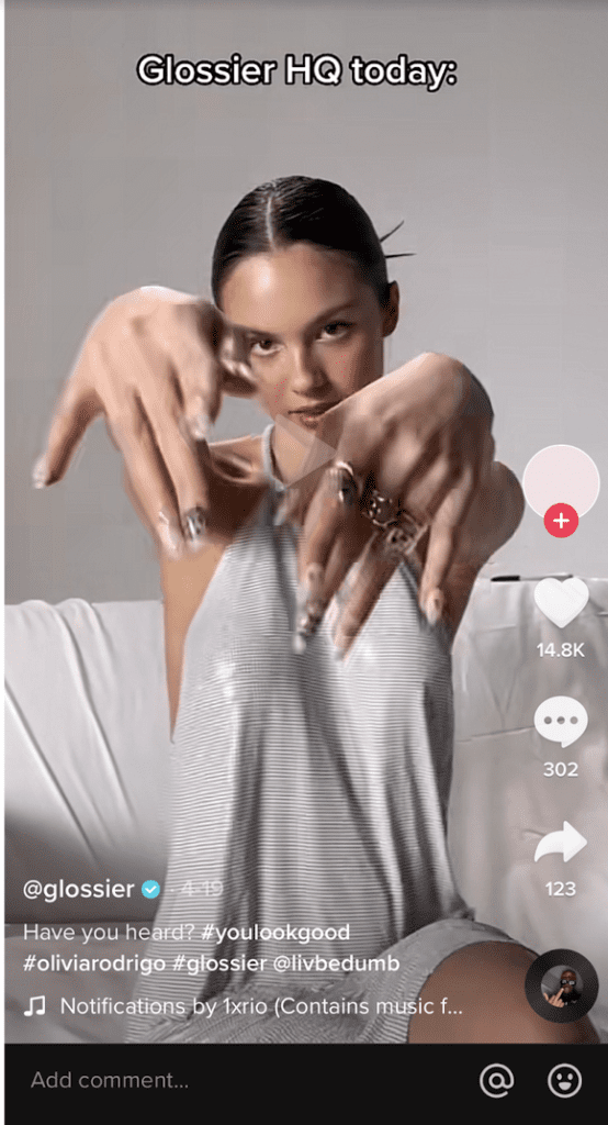 Glossier Tiktok for business marketing