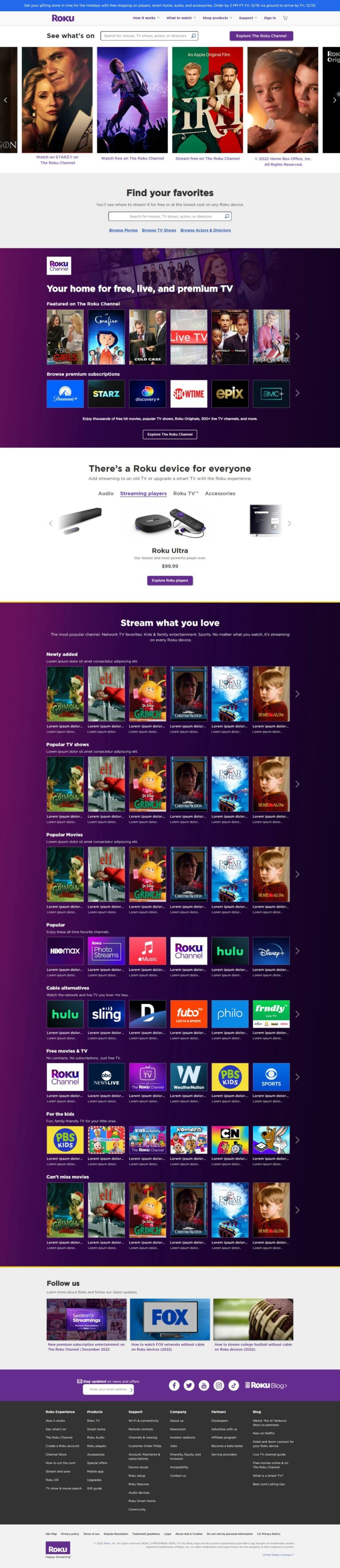 landing page to see what's on