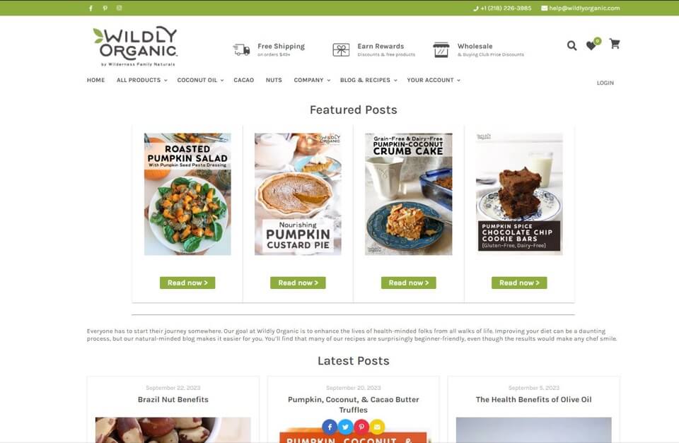 Wildly Organic blog page